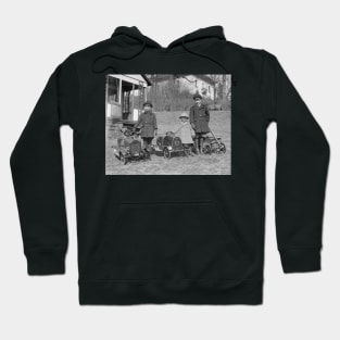 Children with Pedal Cars, 1924. Vintage Photo Hoodie